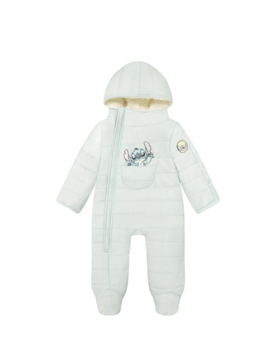 Disney Stitch Baby Hooded Pram Suit Blue Winter Snowsuit (0-3 Months)